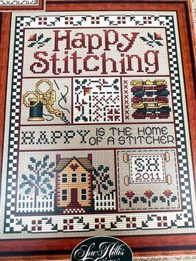 RARE Happy Stitching Cross-Stitch Pattern By Sue Hillis Design